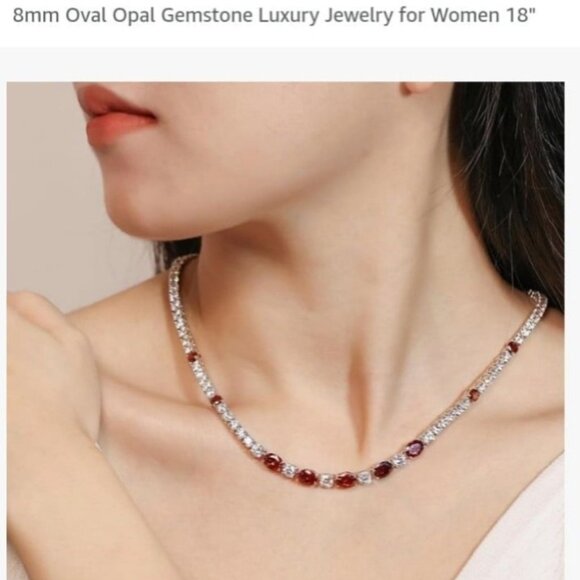 18" garnet and sterling silver necklace - Picture 1 of 5